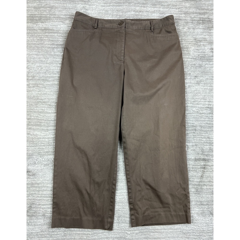 Counterparts Pants Womens 14 Brown Stretch Waist Cotton Blend Casual